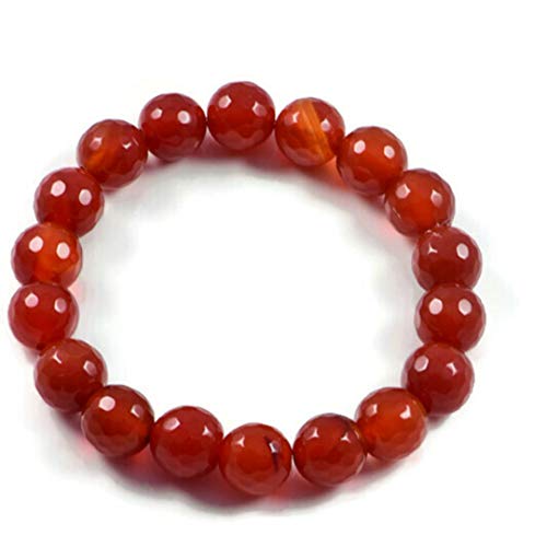 Piedras preciosas semipreciosas de 10 mm de cuentas de ‡gata orang 6,75"pulsera el‡stica en cord—n el‡stico