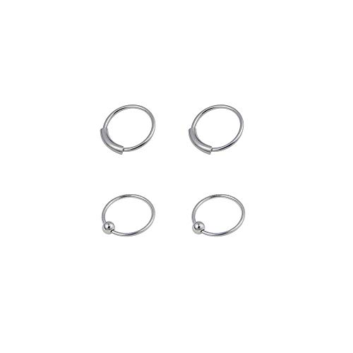 Piercing Deni 4 Aros Plata para Nariz pequeños, 7mm diámetro Interior y Muy finitos, 0,6mm de Grosor Piercing Deni 4 Aros Plata para Nariz pequeños, 7mm diámetro Interior y Muy finitos, 0,6mm de Grosor