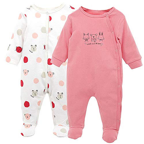 Pijama para Bebé 2 piezas Niños Niñas Pelele Manga Larga Mameluco Mono Body Algodón Trajes 9-12 Meses