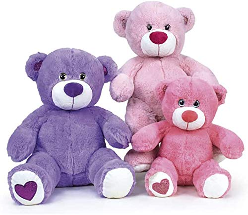 pink love Oso de Peluche con Orejas Brillante de Purpurina y Ojo con Estrellas 45cm Color Rosa Claro