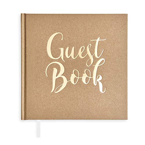 Plantvibes Libro de visitas para Fiestas de Boda, Bautizo o cumpleaños, 72 páginas, Tapa Dura, Papel, Libro de Invitados Estilo Vintage, Álbum de visitantes (Guestbook (Kraft))