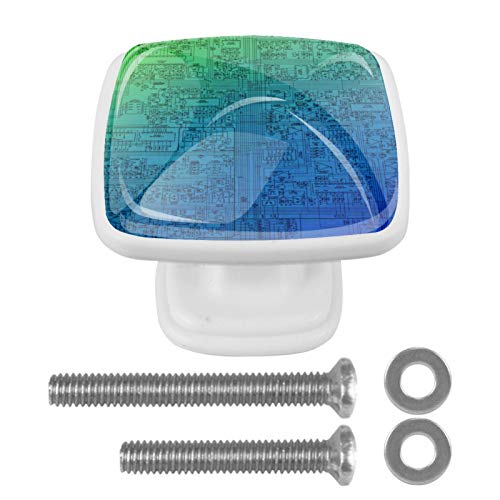 Pomos cuadrados para armario de cocina, 4 unidades, tiradores de cajón, hardware y CPU Pomos cuadrados para armario de cocina, 4 unidades, tiradores de cajón, hardware y CPU