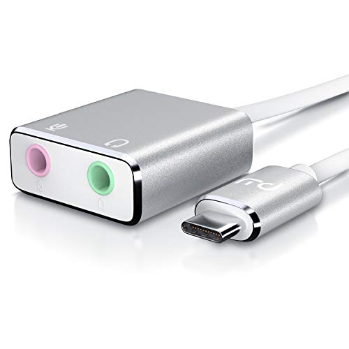 Primewire - Trajeta de Sonido Externa USB-C 7.1 - Adaptador Audio USB C a 2X Conectores Jack 3,5 mm - Salida Auriculares y micrófono Externo - Carcasa de Aluminio - para teléfono Inteligente PC y Mac