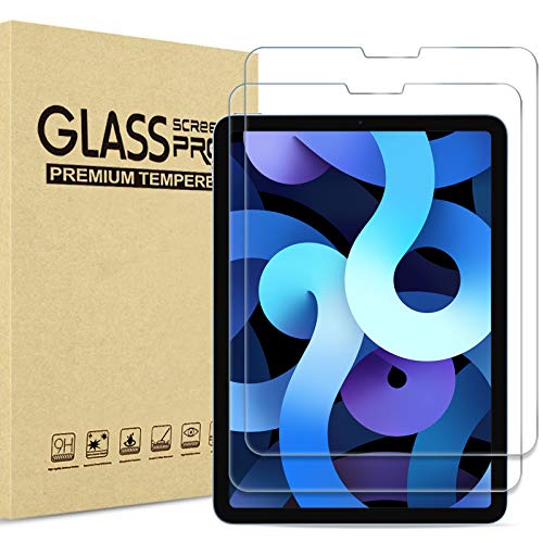 ProCase 2 uds. Vidrio Real para Nuevo iPad Air 4 10.9" 2020 Modelo A2324 A2072 A2316 A2325, Protector de Pantalla de Cristal Templado iPad Air 4.ª Generación 10.9 Pulgadas Versión 2020 -Transparente