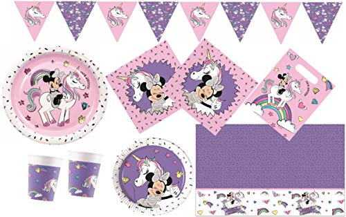 Procos 10133062-Set de Fiesta de cumpleaños Infantil (tamaño Mediano), diseño de Minnie Mouse y Unicornio, Color carbón (10133062)