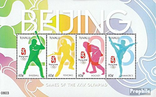 Prophila Collection Tuvalu 1396-1399 Sheetlet (Completa.edición.) 2008 olímpicos Juegos de Verano 2008 (Sellos para los coleccionistas) Juegos Olímpicos