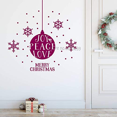 QQCYWZK Alegría Paz Amor Decoración Decoración del hogar Ventana Navidad Etiqueta de la Pared Etiqueta de la Pared Vinilo removible Etiqueta DIY 42x43cm