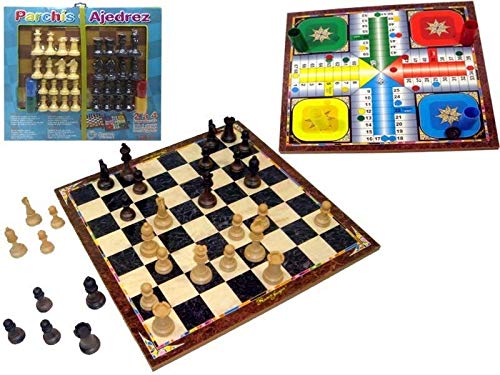 Rama- Tablero PARCHIS 4 Y AJEDREZ 41X41 con FICHAS, Multicolor (90574)