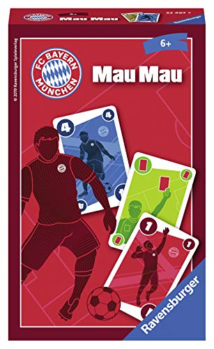 Ravensburger Mitbringspiele 23467 – FC Bayern München MAU MAU – el Famoso Juego de Cartas para los Fans del fútbol.