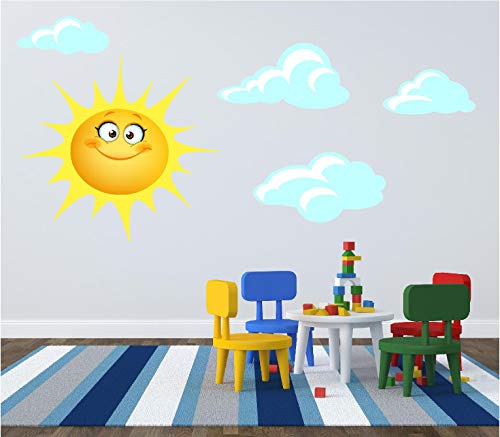 Red Parrot Graphics Adhesivo para habitación de niños con diseño de sol y nubes (tamaño mediano (ver descripción))