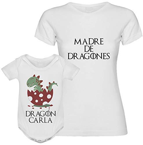 Regalo día de la madre camiseta madre personalizada + Body o camiseta hijo/a Texto estilo juego de tronos para mamá