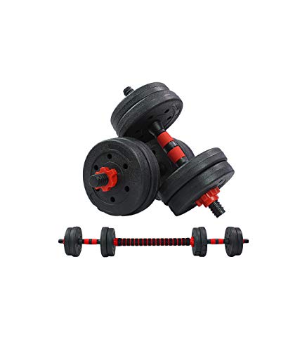 Riscko - Juego De Mancuernas 2 en 1 con Barra Ajustable | Peso Total 25 Kg| Entrenamiento De Fuerza | Equipo de Fitness para Casa y Gimnasio con Barra de Conexión