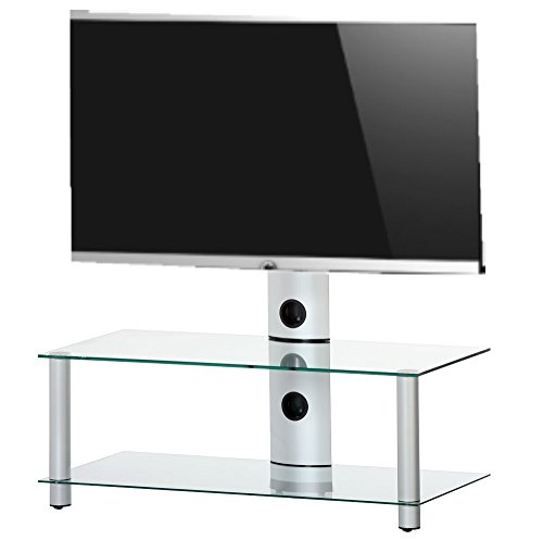 RO&CO - Mueble TV. Ancho 95 cms, 2 estantes y Soporte de TV. Vidrio Transparente/Chasis de Color Gris. Ref. MST-0952 TG RO&CO - Mueble TV. Ancho 95 cms, 2 estantes y Soporte de TV. Vidrio Transparente/Chasis de Color Gris. Ref. MST-0952 TG