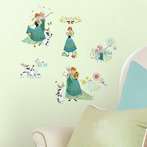 RoomMates RM-Disney Frozen Anna, Elsa & Olaf im Frühling Adhesivo para Pared, PVC, verschieden, 13 x 2.5 x 27 cm