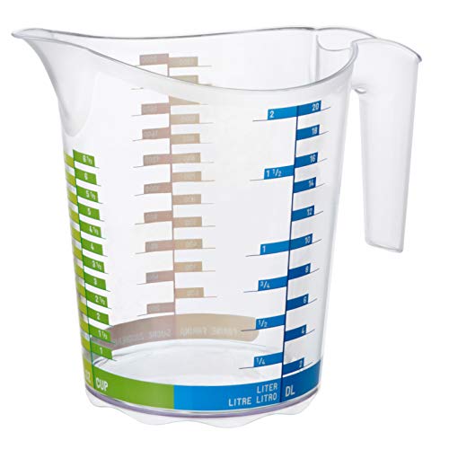 Rotho Domino, gran jarra medidora de 2l con escala, Plástico PP sin BPA, transparente, 2l 22.1 x 15.4 x 19.3 cm