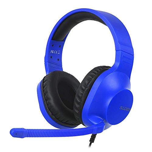 SADES Spirits - Auriculares estéreo con micrófono y control de volumen, adaptador en Y, cómodos auriculares para PC, portátil, Mac, PS4, Nintendo Switch, color azul