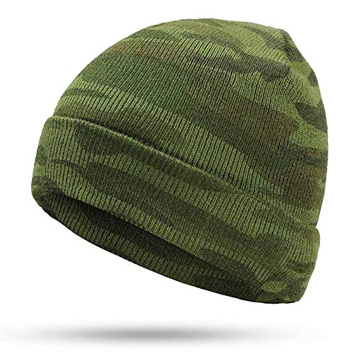 SANKANG Knit Camuflaje Sombreros del Invierno Sra Caliente de los Hombres de Invierno de Nueva Touca Camuflaje Caliente al Aire Libre Militar del ejército Verde Caps Bone (Color : Green)