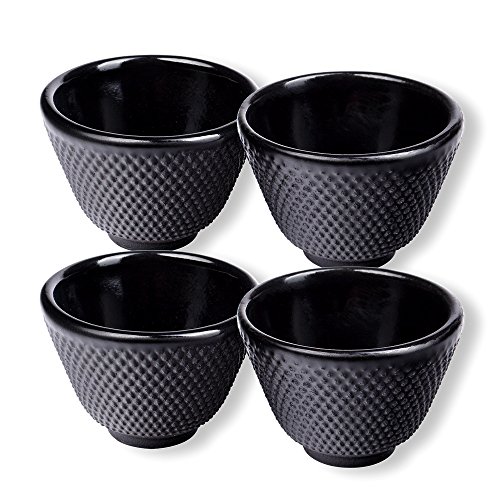 Schramm® Tazas de té de Hierro Fundido de 4 Piezas Aprox. 6 cm x 5 cm de té Dentro de Tazas esmaltadas Tazas de té asiáticas
