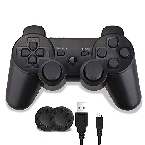 Shineled PS3 Controller, PS3 Joystick, Wireless Controller de juego para PS3 Reemplazo para PS3 Controller, Doble Vibración Gamepad negro