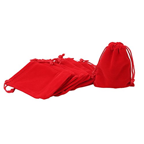 Shintop 10 bolsas de terciopelo con cordón, bolsas de terciopelo para embalaje de regalo de joyería (rojo)
