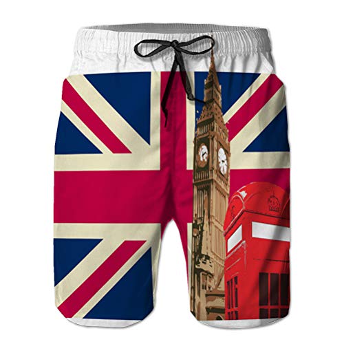 Shorts de Verano Casuales Impresos para Hombres, bañador británico con Bandera del Big Ben