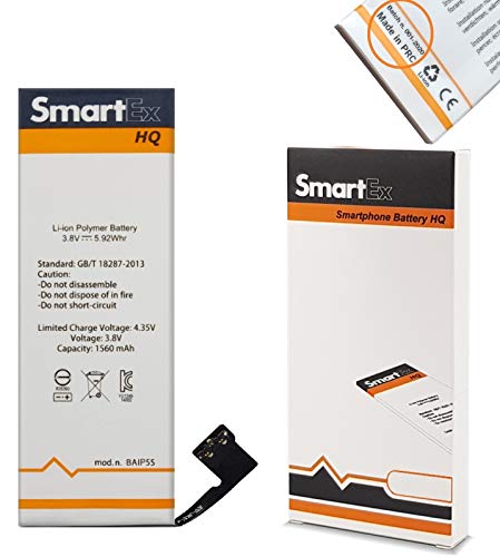 Smartex® Baterìa Compatible con iPhone 5S y 5C | Año de producción 2020 | Repuesto Nuevo, sin ciclos de Recarga |