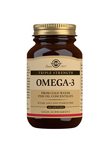 Solgar Omega 3 Triple concentración, Aceite de Pescado Concentrado de Aguas Frías que aporta EPA y DHA, 100 Cápsulas