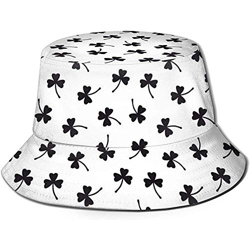 Sombrero de Cubo Unisex Día de San Patricio de Tres Hojas Sombrero de Sol Impreso al Aire Libre Sombrero de Verano de Viaje al Aire Libre Negro