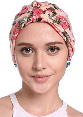 Sombrero De Mujer Elegante Floral Doblado Indio Turban Hat Chemo Cancer Especial Estilo Cap Sleep Cap Headwear (Color : Rosa Blüte, Size : One Size)