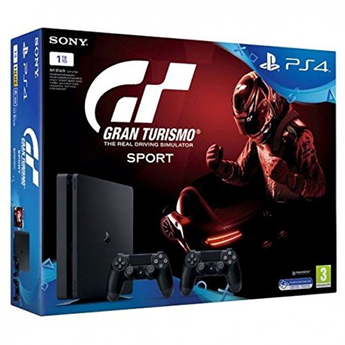 Sony Playstation 4 Slim 1TB + Gran Turismo Sport GT + 2x Dualshock Controllers Negro 1000 GB Wifi - Videoconsolas (PlayStation 4, Negro, 8192 MB, GDDR5, GDDR5, AMD Jaguar)