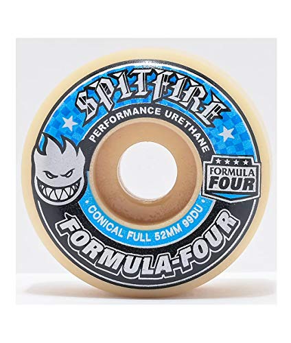 Spitfire Wheels Formula Four F4 99A - Ruedas para monopatín (4 unidades, color blanco profundo, 52 mm)