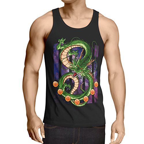 style3 Shenlong Dragón Camiseta de Tirantes para Hombre Tank Top Shenron Z Goku Vegeta Roshi Ball, Talla:L