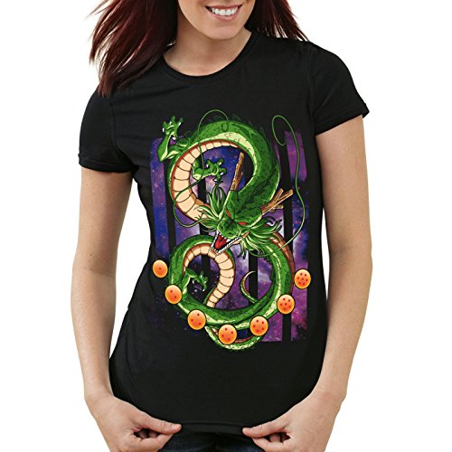 style3 Shenlong Dragón Camiseta para Mujer T-Shirt Shenron Z Goku Vegeta Roshi Ball, Talla:L