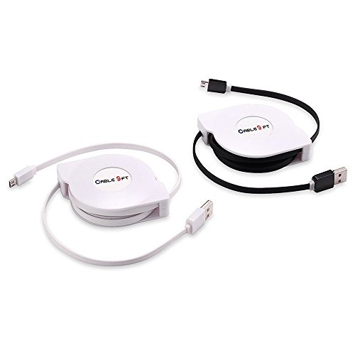 SUDROID 3M alargar cable de carga 9 pies paquete de 2 cables multiretráctiles micro USB cable de datos para teléfonos Android (2 unidades)