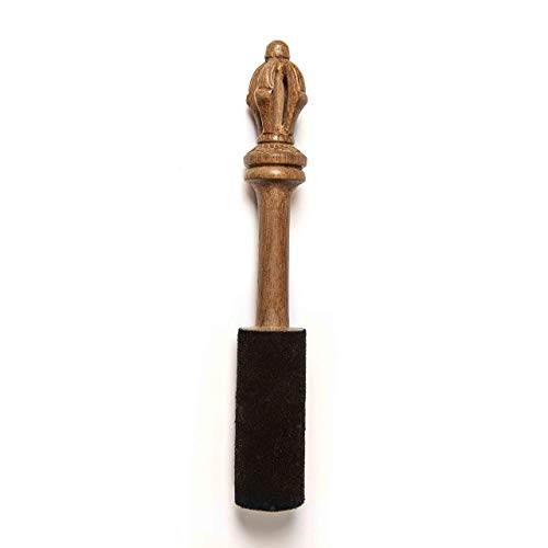 TARORO Mazo de madera preciada para cuenco tibetano con cuero negro y Dorje tallado a mano. Optimo como regalo TARORO Mazo de madera preciada para cuenco tibetano con cuero negro y Dorje tallado a mano. Optimo como regalo