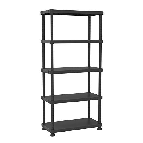 Terry, Scaffale 9045/5c, Estantería Modular con 5 Estantes. Color: Negro, Material: Plástico, Dimensiones: 90x45x187,5 cm