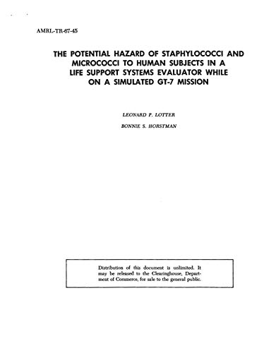 The potential hazard of staphylococci and micrococci to human subjects in a life support systems evaluator while on a simulated GT-7 mission Final report, 19 Sep. - 1 Nov. 1965 (English Edition)