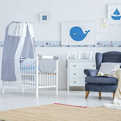 Tira decorativa autoadhesiva para habitación de bebé, diseño de faro y pulpo