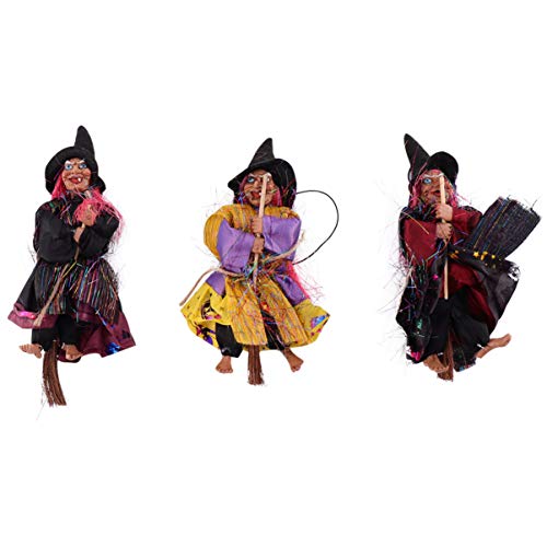 TOYANDONA 3 Piezas Escoba de Halloween Mini Escoba Brujas Colgantes Palo de Escoba Prop Niños Escoba de Bruja para Fiesta Halloween
