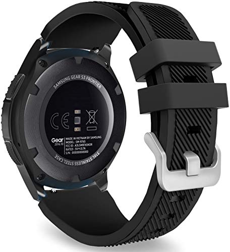 TurnTurn Pulsera para Samsung Galaxy Watch 46 mm/Gear S3 Frontier, de silicona, 22 mm, deportiva, resistente al agua, transpirable, repuesto para Samsung Galaxy Watch3, 45 mm, para hombre, color negro