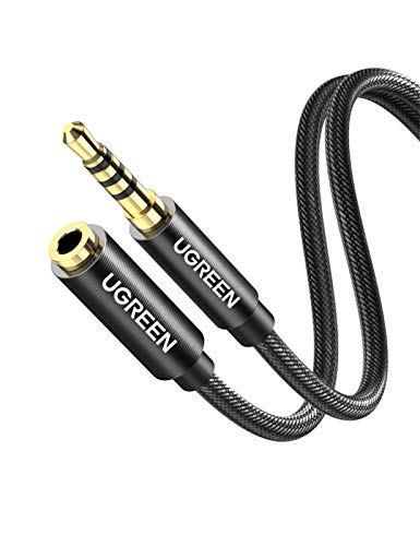 UGREEN Alargador Auriculares con Microfóno, Cable Alargador Jack 3.5mm con HiFi Sonido, Cable Extensión Audio Jack 4 Pines Macho a Hembra para Auricular/Altavoz/Nintendo Switch/PS4/ Xbox/TV/Laptop, 1M