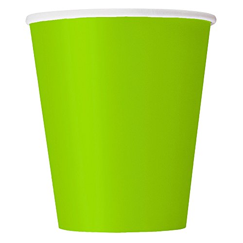 Unique Party- Paquete de 14 vasos de papel, Color verde neón, 266 ml (99196)