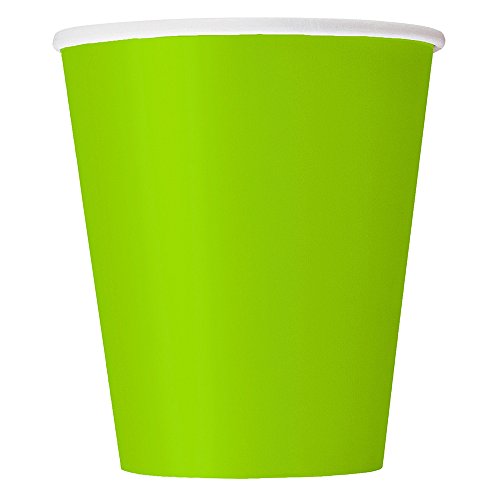 Unique Party- Paquete de 14 vasos de papel, Color verde neón, 266 ml (99196) Unique Party- Paquete de 14 vasos de papel, Color verde neón, 266 ml (99196)