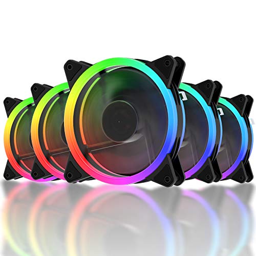 upHere Doble Anillo RGB LED Ventilador de PC 120mm - Ventilador para Ordenador con Mando a Distancia,Paquete de 5/RGB123-5 upHere Doble Anillo RGB LED Ventilador de PC 120mm - Ventilador para Ordenador con Mando a Distancia,Paquete de 5/RGB123-5