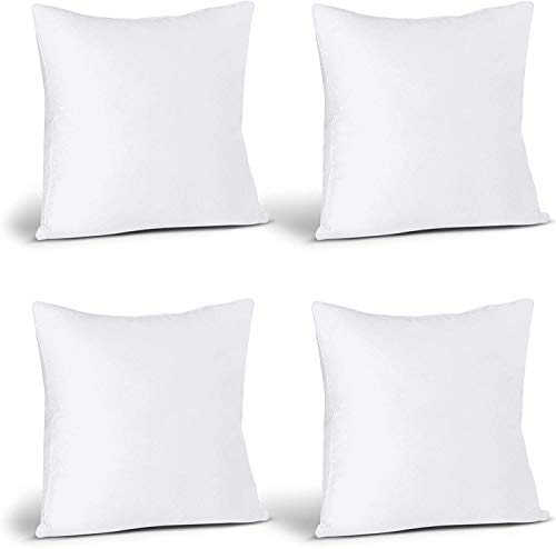 Utopia Bedding Relleno de Cojín 45 x 45 cm (4 Unidades) - Funda de Mezcla de Algodón - Fibra Virgen Siliconada - Almohadas de Sofá (Blanco)