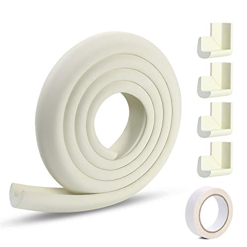 Vicloon Protector Borde, Protectores Para Esquinas y Bordes, Bebe Protecciones Borde Cobertura 2m y 4 Protector de Esquinas, Esquinas y Bordes de Muebles Proteger, Proteger Bebe (Marfil Blanco)