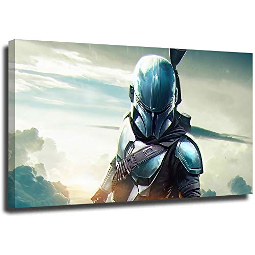 VICWOWONE Decoración de 2 dormitorios para niños con diseño de Star Wars con texto en inglés "The Mandalorian", estirado y enmarcado, listo para colgar, 60,96 x 40,64 cm VICWOWONE Decoración de 2 dormitorios para niños con diseño de Star Wars con texto en inglés "The Mandalorian", estirado y enmarcado, listo para colgar, 60,96 x 40,64 cm