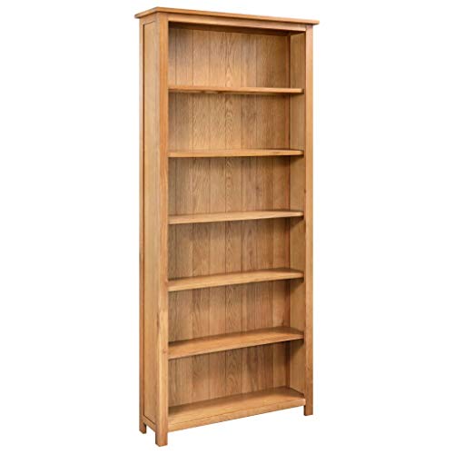 vidaXL Madera Maciza de Roble Estantería de 6 Niveles Estante Librerías Mostrador Mueble Decoración Organizador Almacenamiento Armarios Dormitorio Oficina