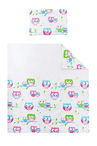 Vizaro - Edredón Minicuna y Almohada Cuna de Colecho - Algodón Puro - 70x80cm - Hecho UE, OekoTex - Búhos Vizaro - Edredón Minicuna y Almohada Cuna de Colecho - Algodón Puro - 70x80cm - Hecho UE, OekoTex - Búhos