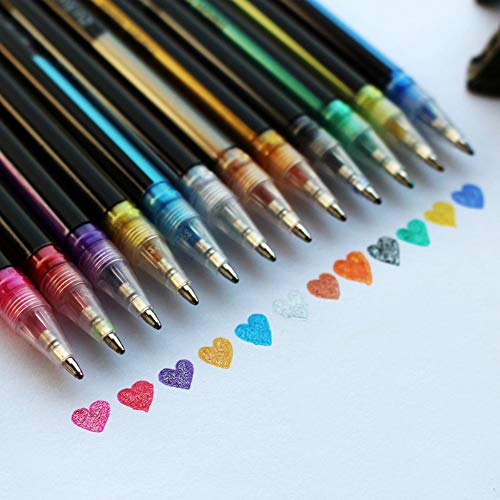 VSTAR66 24 bolígrafos de gel con purpurina colorida, 12 acuarelas de colores para dibujar y dibujar.